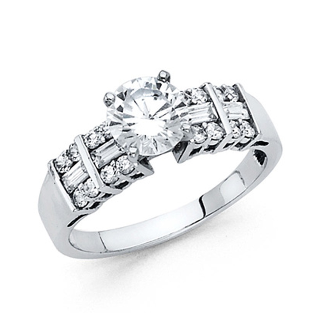 1Ct RoundCut  Baguette 4Prong Cz Ring